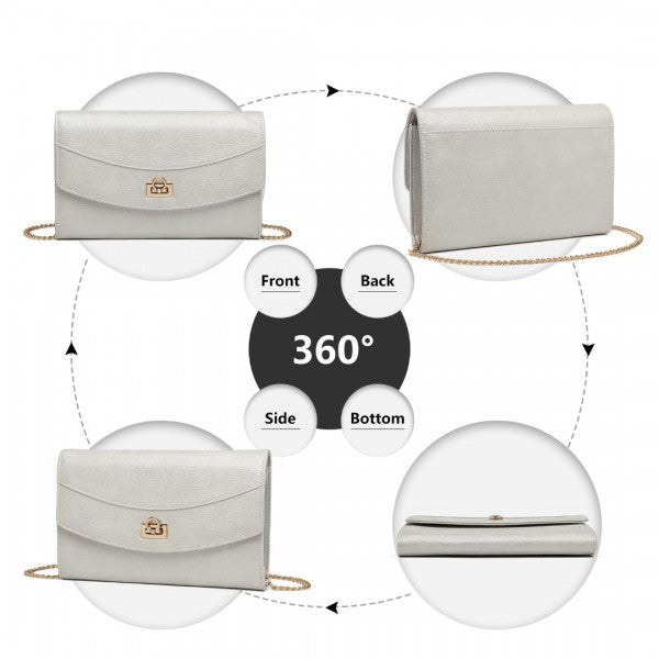 LP2219 - Miss Lulu Elegant Flap Clutch Leather Chain Evening Bag