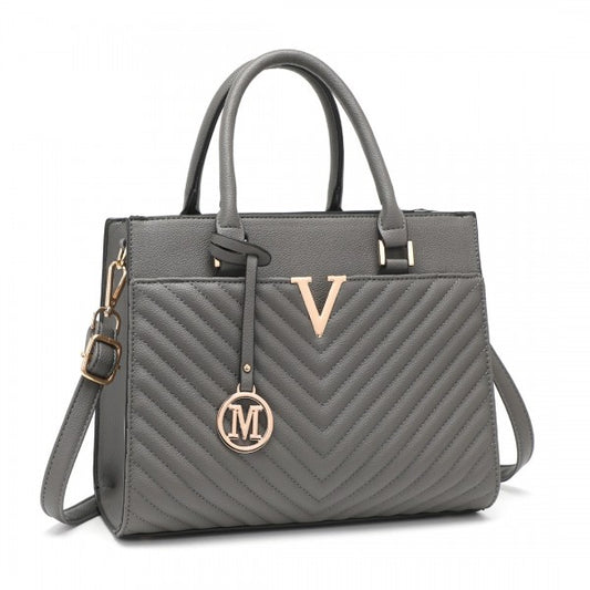 LT2357 - Miss Lulu Chic V-Quilted PU Leather Sophisticated Handbag