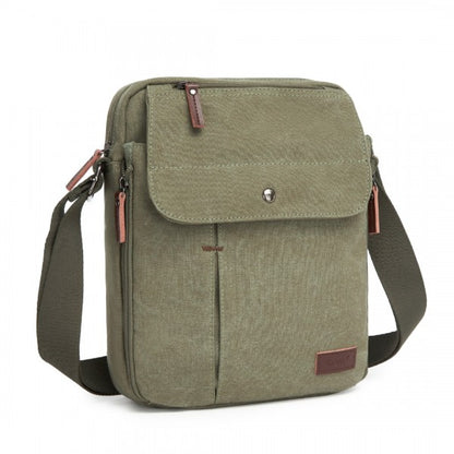 MSK2455 - Kono Canvas Crossbody Shoulder Bag – Multi-Pocket Messenger Bag with Adjustable Strap and Front Organizer Panel