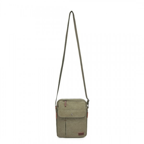 MSK2455 - Kono Canvas Crossbody Shoulder Bag – Multi-Pocket Messenger Bag with Adjustable Strap and Front Organizer Panel