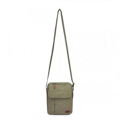 MSK2455 - Kono Canvas Crossbody Shoulder Bag – Multi-Pocket Messenger Bag with Adjustable Strap and Front Organizer Panel