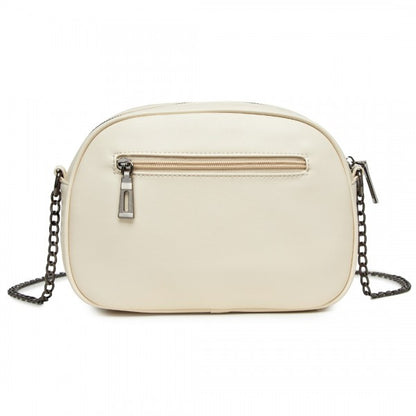 MSM2449 - Miss Lulu Practical Quilted Soft PU Leather Crossbody Shoulder Bag with Chain Strap - Khaki