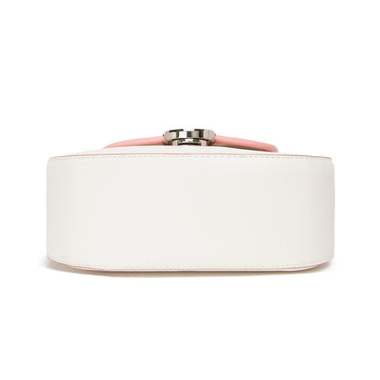 MSM2506 - Miss Lulu Women’s PU Leather Ethnic Style Crossbody Bag with Corduroy Flap and Adjustable Strap - Pink and Beige