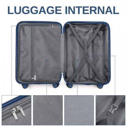 K2391L - British Traveller 3 Pcs Set Durable Polycarbonate and ABS Hard Shell Suitcase With TSA Lock
