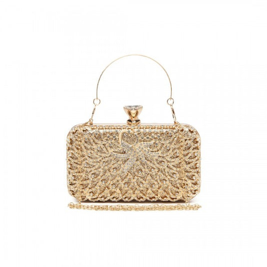 S2227 - Miss Lulu Sparkling Classical Women Clutch Purse Evening Bag - Gold