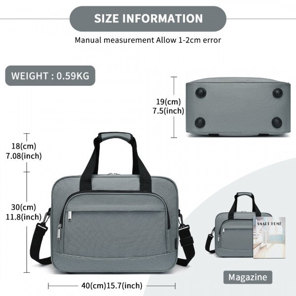 TVK2456 - Kono Water-Resistant Carry-On Cabin Bag with Laptop Compartment for Business Weekend & Daily Use - Black