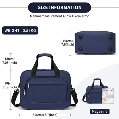TVK2456 - Kono Water-Resistant Carry-On Cabin Bag with Laptop Compartment for Business Weekend & Daily Use - Black