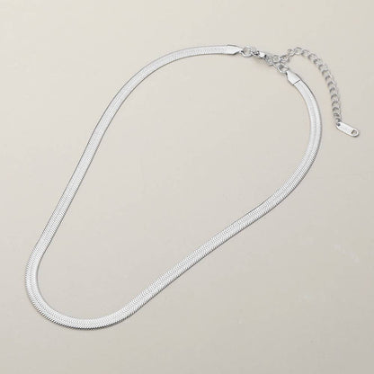 Stainless Steel Herringbone Chain Necklace