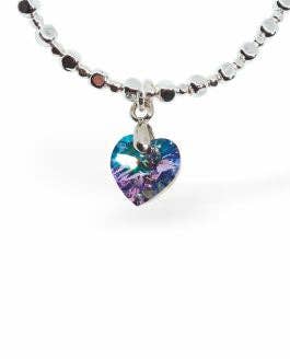 Charm Bracelet with Crystal Heart Charm in Vitrail Light