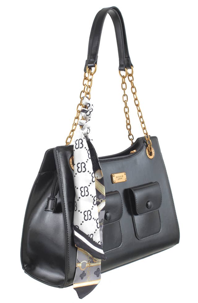 VINTAGE CHAIN SHOULDER BAG WITH SCARF