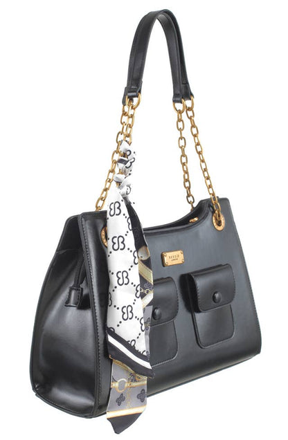 VINTAGE CHAIN SHOULDER BAG WITH SCARF