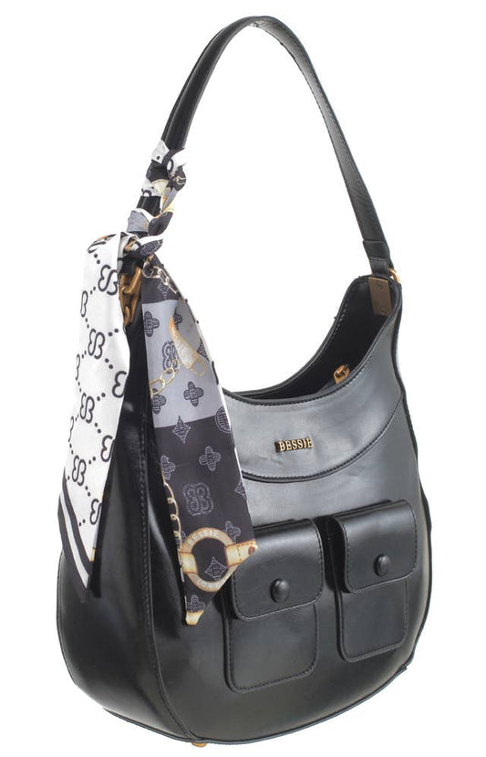 VINTAGE UTILITY HOBO BAG WITH SCARF