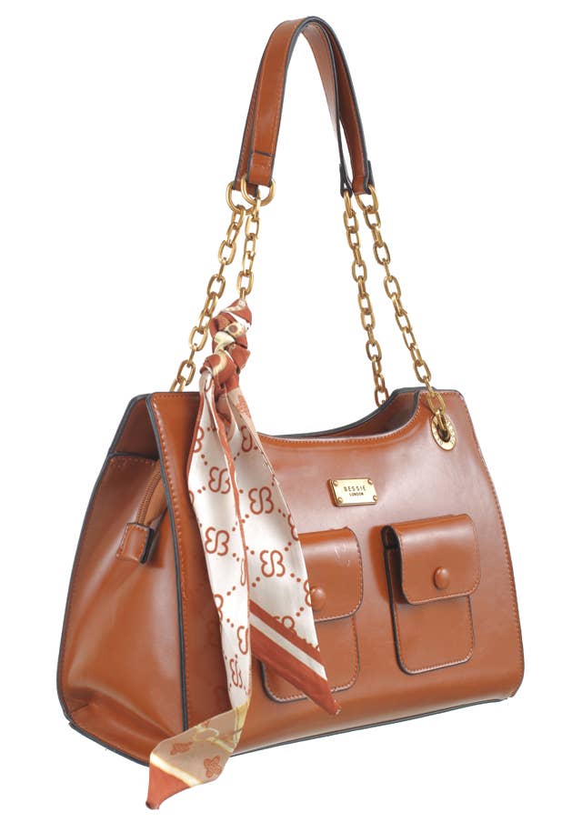 VINTAGE CHAIN SHOULDER BAG WITH SCARF