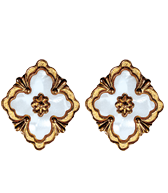 Golden and White Four Leaf Clover Stud Earrings