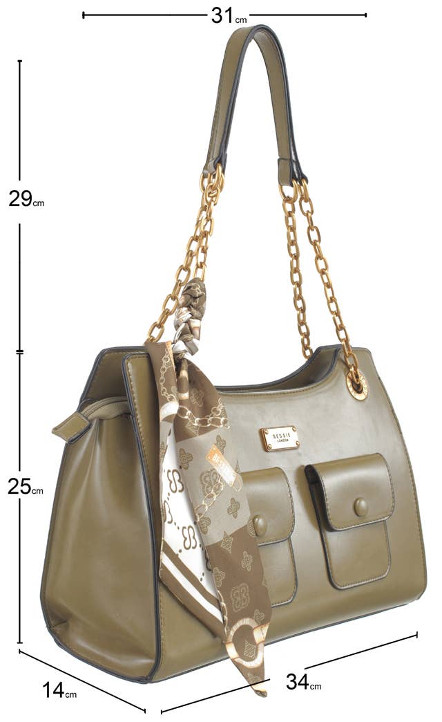 VINTAGE CHAIN SHOULDER BAG WITH SCARF