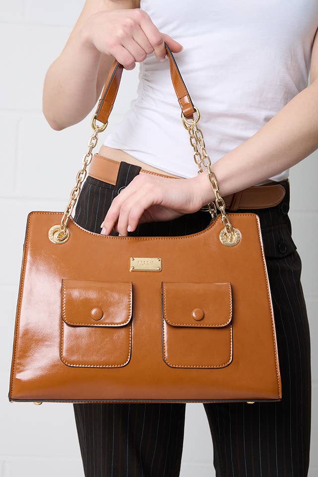 VINTAGE CHAIN SHOULDER BAG WITH SCARF