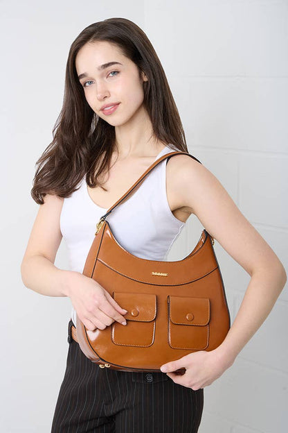 VINTAGE UTILITY HOBO BAG WITH SCARF