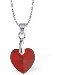 Austrian Crystal Heart Necklace in Siam Red