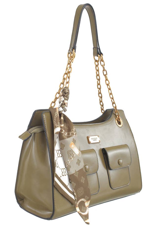 VINTAGE CHAIN SHOULDER BAG WITH SCARF