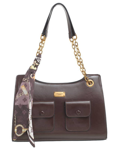 VINTAGE CHAIN SHOULDER BAG WITH SCARF