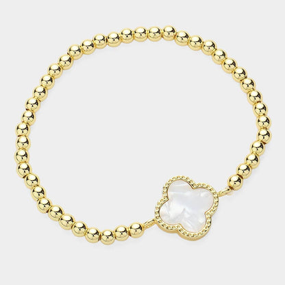 Quatrefoil Pointed Stainless Steel Ball Beaded Stretch Brace