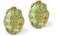 Austrian Crystal Mystic Oval Stud Earrings in Luminous Green